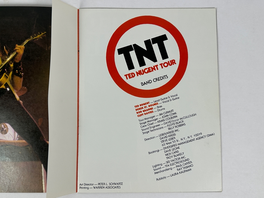 JUST ADDED - Vintage 1977 Ted Nugent Official TNT Concert Tour Program 8.5 X 11 [Photo 3]