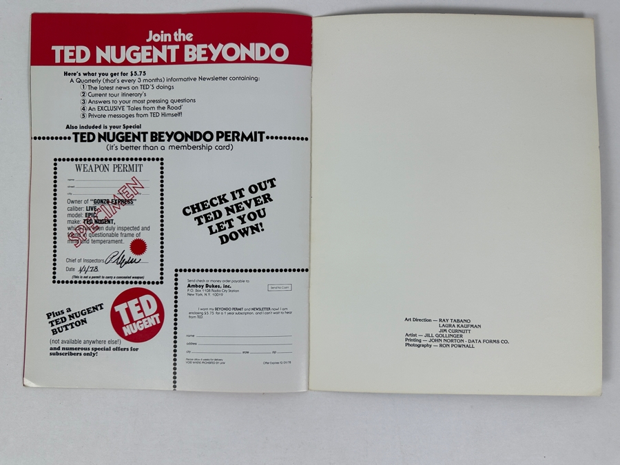 JUST ADDED - Vintage 1978 Ted Nugent Official TNT Concert Tour Program 9 X 12	 [Photo 11]