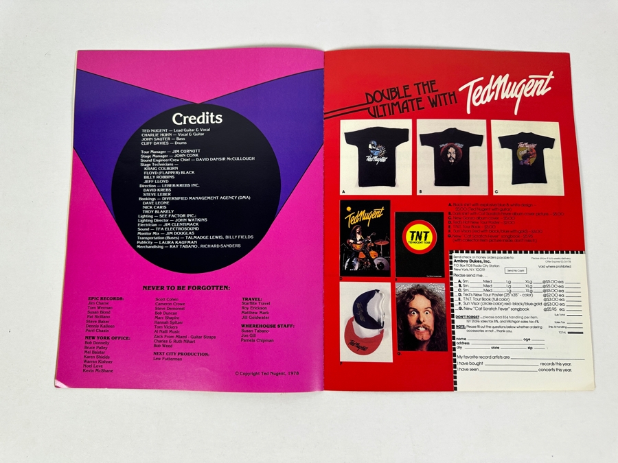 JUST ADDED - Vintage 1978 Ted Nugent Official TNT Concert Tour Program 9 X 12	 [Photo 9]