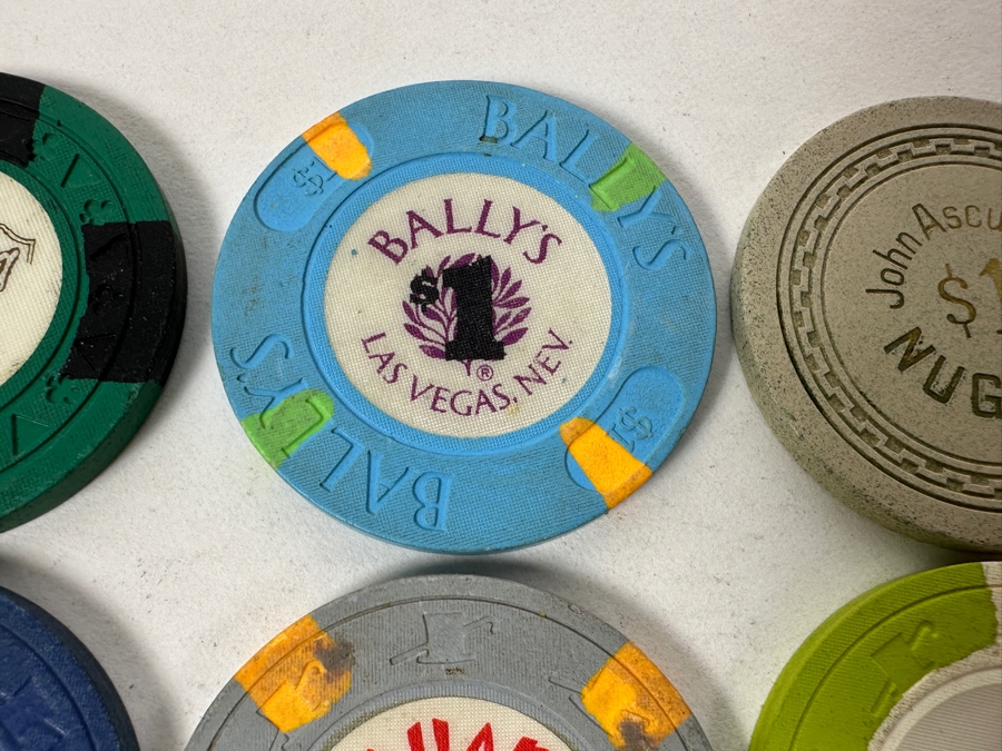 Vintage $1 Casino Chips Mainly From Las Vegas: Bally's, Sahara, Excalibur, Treasure Island, Barbary Coast, Stardust, Hilton Las Vegas, Aladdin [Photo 13]