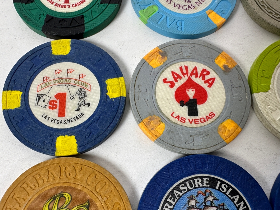 Vintage $1 Casino Chips Mainly From Las Vegas: Bally's, Sahara, Excalibur, Treasure Island, Barbary Coast, Stardust, Hilton Las Vegas, Aladdin [Photo 8]