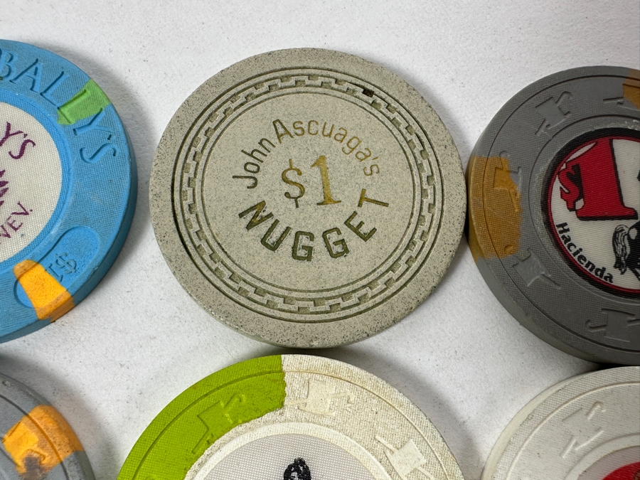 Vintage $1 Casino Chips Mainly From Las Vegas: Bally's, Sahara, Excalibur, Treasure Island, Barbary Coast, Stardust, Hilton Las Vegas, Aladdin [Photo 12]
