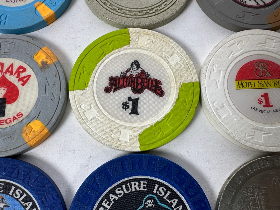 Vintage $1 Casino Chips Mainly From Las Vegas: Bally's, Sahara, Excalibur, Treasure Island, Barbary Coast, Stardust, Hilton Las Vegas, Aladdin [Photo 9]