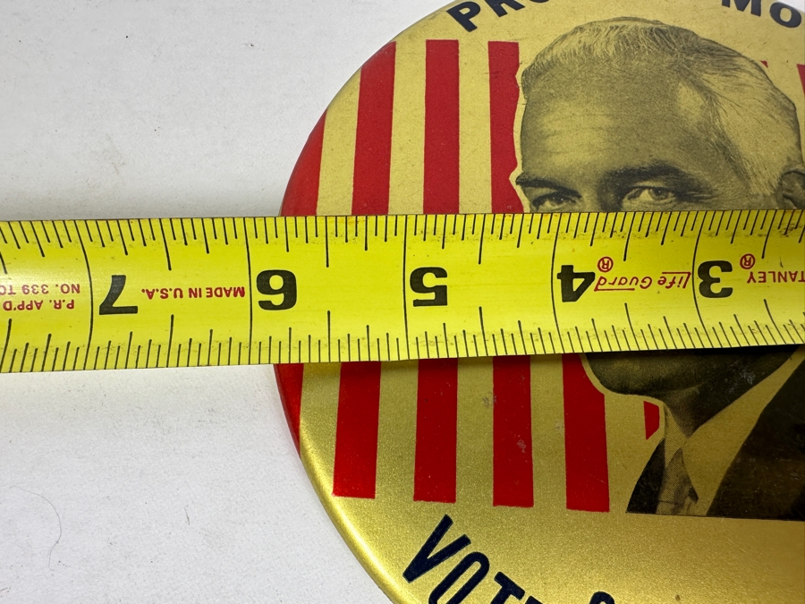 Vintage 1964 Large Prosper More Barry Goldwater Presidential Political Campaign Button 6'W [Photo 4]