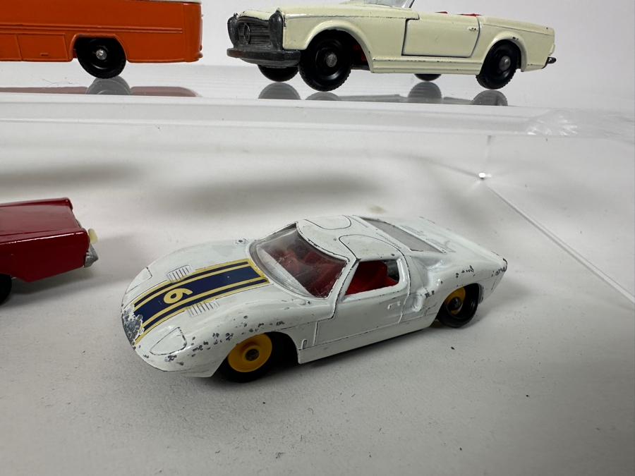 Collection Of Vintage Matchbox Series Lesney Cars: No. 55/59 Ford Galaxie, No. 59 Ford Galaxie, Coach, No. 68 Mercedes Coach, No. 27 Mercedes 230 SL, No. 41 Ford G.T. [Photo 8]