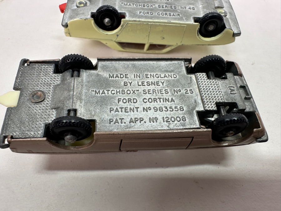 Collection Of Vintage Matchbox Series Cars By Lesney: No. 67 Volkswagen 1600 TL, No. 50 Kennel Truck, No. 56 Fiat 1500, No. 53 Ford Zodiac MK IV, No. 45 Ford Corsair, No. 25 Ford Cortina [Photo 13]