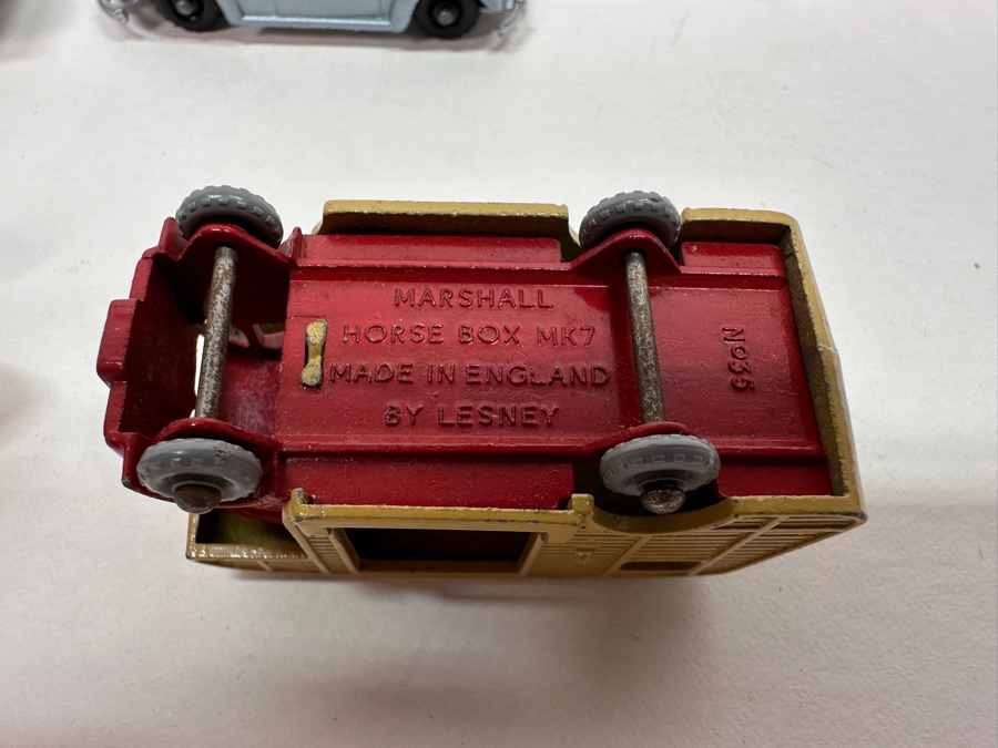 Vintage Matchbox Series By Lesney: No. 73 F1 Ferrari, No. 43 Pony Trailer, No. 35 Horse Box MK7, No. 14 ISO GRIFO, No. 64 Superfast MG 1100 Plus Budgie Toys #8 Volkswagen Sedan [Photo 10]