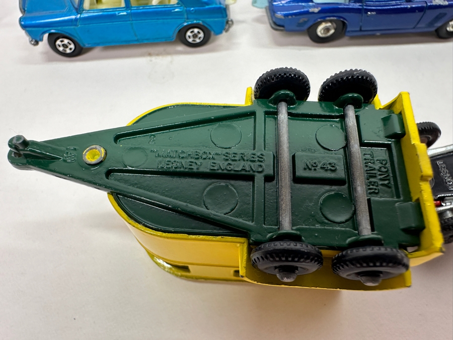 Vintage Matchbox Series By Lesney: No. 73 F1 Ferrari, No. 43 Pony Trailer, No. 35 Horse Box MK7, No. 14 ISO GRIFO, No. 64 Superfast MG 1100 Plus Budgie Toys #8 Volkswagen Sedan [Photo 9]