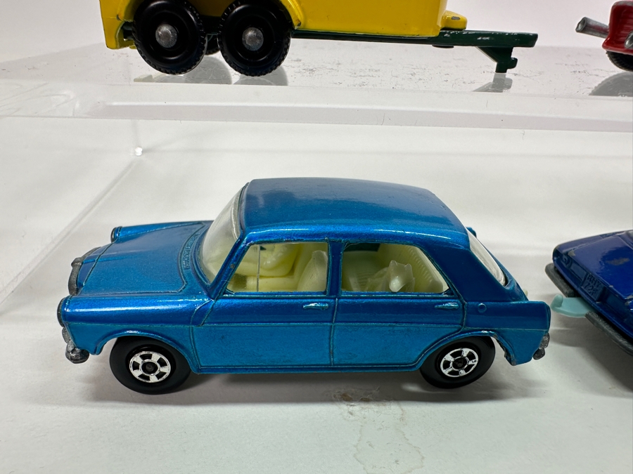 Vintage Matchbox Series By Lesney: No. 73 F1 Ferrari, No. 43 Pony Trailer, No. 35 Horse Box MK7, No. 14 ISO GRIFO, No. 64 Superfast MG 1100 Plus Budgie Toys #8 Volkswagen Sedan [Photo 4]