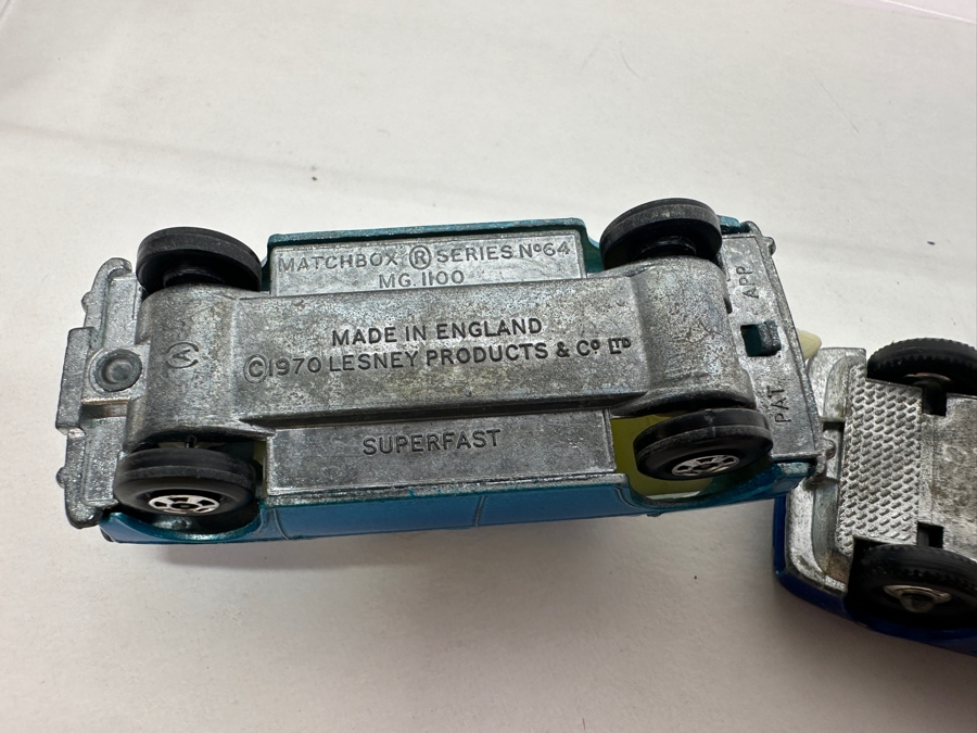 Vintage Matchbox Series By Lesney: No. 73 F1 Ferrari, No. 43 Pony Trailer, No. 35 Horse Box MK7, No. 14 ISO GRIFO, No. 64 Superfast MG 1100 Plus Budgie Toys #8 Volkswagen Sedan [Photo 13]