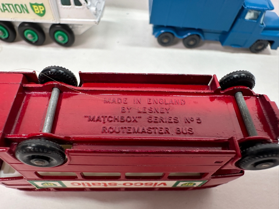 Vintage Matchbox Series By Lesney: No. 5 Routemaster Bus, No. 74 Daimler Bus, No. 32 Leyland Petrol Tanker, No. 61 Alvis Stalwart, Husky Guy Warrior Truck [Photo 7]