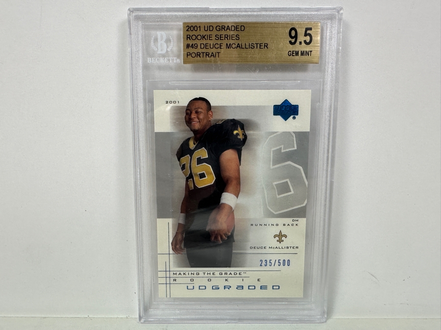 2001 Upper Deck Graded Rookie Series Deuce McAllister Portrait #49 GEM MINT 9.5 Beckett Graded Football Card [Photo 1]