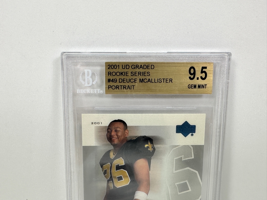 2001 Upper Deck Graded Rookie Series Deuce McAllister Portrait #49 GEM MINT 9.5 Beckett Graded Football Card [Photo 3]