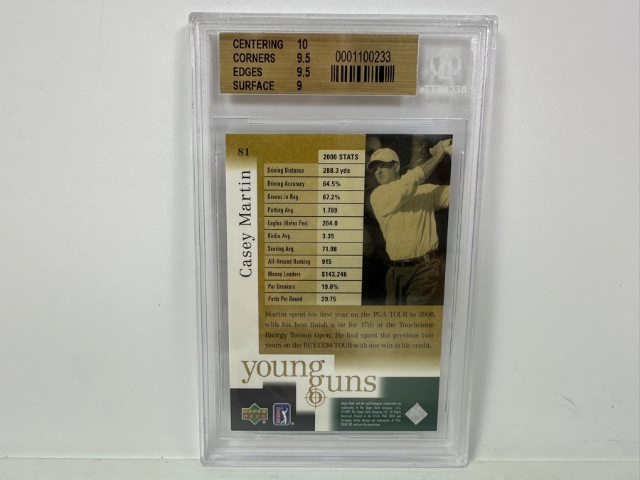 2001 Upper Deck Golf #81 Casey Martin Young Guns #81 GEM MINT 9.5 Beckett Graded Golf Card [Photo 4]