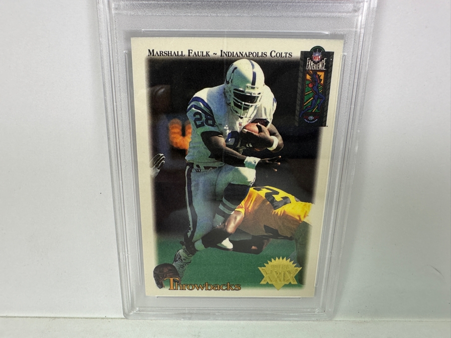 1995 Classic NFL Experience Marshall Faulk Throwbacks - PROMO #SP1 MINT 10 PSA Graded Football Card [Photo 2]