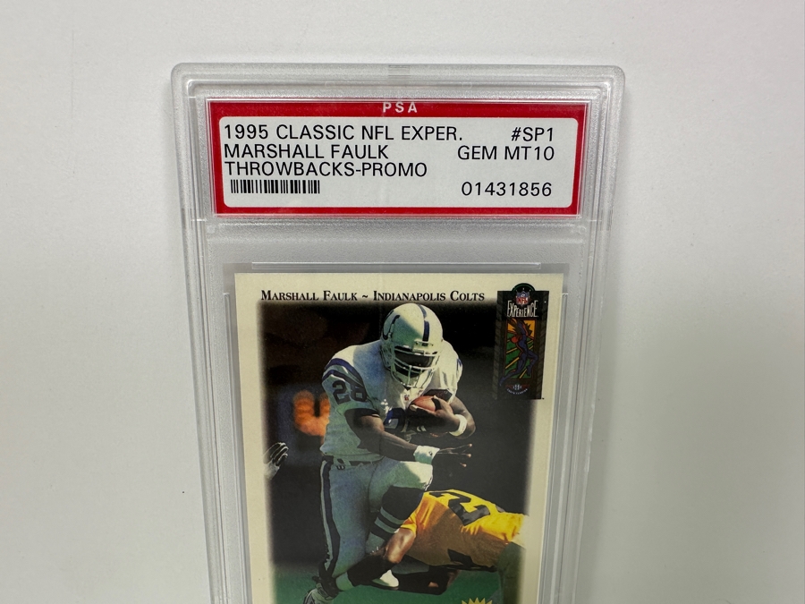 1995 Classic NFL Experience Marshall Faulk Throwbacks - PROMO #SP1 MINT 10 PSA Graded Football Card [Photo 3]