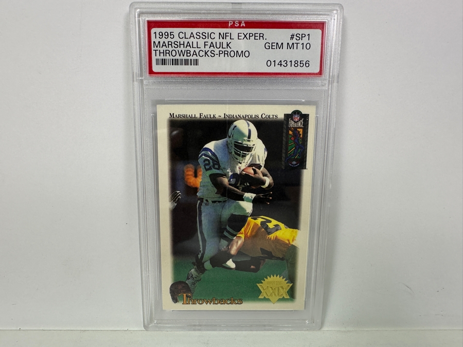 1995 Classic NFL Experience Marshall Faulk Throwbacks - PROMO #SP1 MINT 10 PSA Graded Football Card [Photo 1]