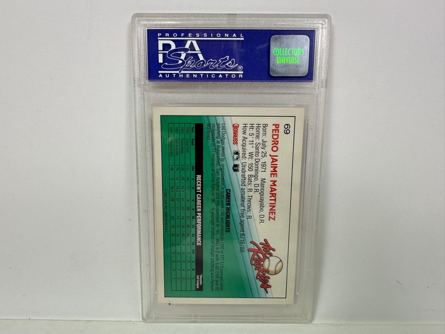 1992 Donruss Rookies Pedro Martinez #69 NEAR MINT 8 PSA Graded Baseball Card [Photo 4]