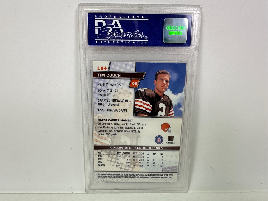 1999 Finest Tim Couch #164 MINT 9 PSA Graded Football Card [Photo 4]