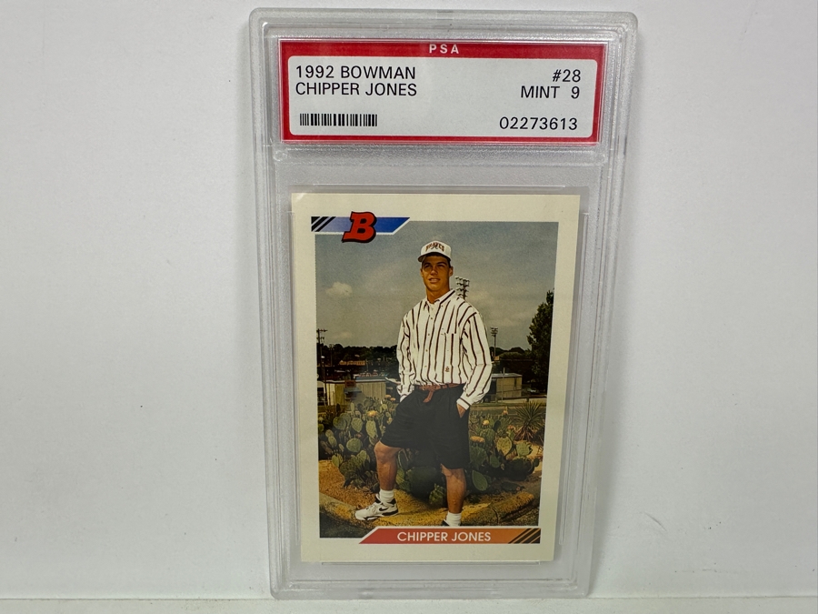 1992 Bowman Chipper Jones #28 MINT 9 PSA Graded Baseball Card [Photo 2]