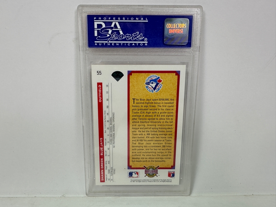 1992 Upper Deck Shawn Green #55 MINT 9 PSA Graded Baseball Card [Photo 4]