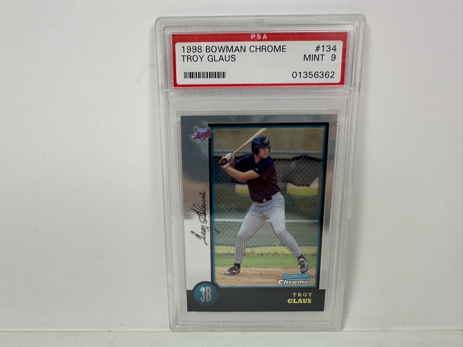 1998 Bowman Chrome Troy Glaus #134 MINT 9 PSA Graded Baseball Card [Photo 2]