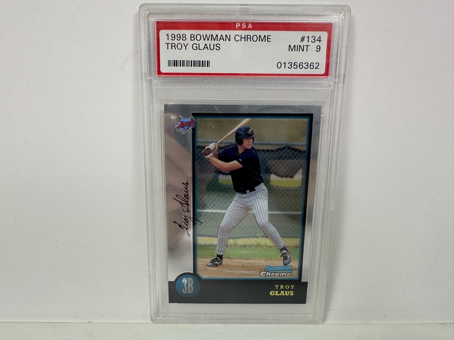 1998 Bowman Chrome Troy Glaus #134 MINT 9 PSA Graded Baseball Card [Photo 1]