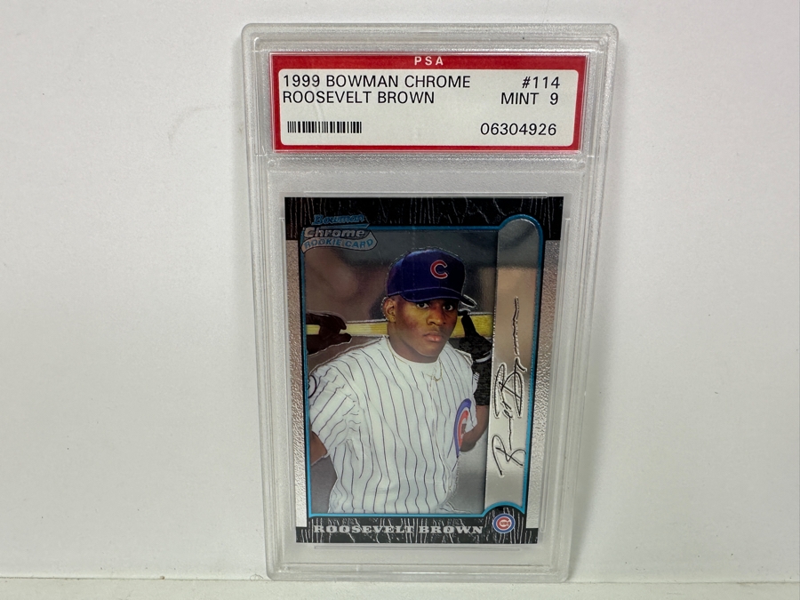 1999 Bowman Chrome Roosevelt Brown #114 MINT 9 PSA Graded Baseball Card [Photo 1]