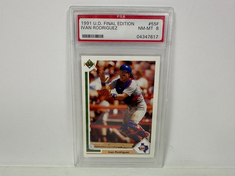 1991 U.D. Final Edition Ivan Rodriguez #55F NEAR MINT 8 PSA Graded Baseball Card [Photo 1]
