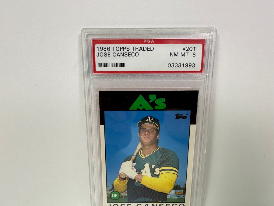 1986 Topps Traded Jose Canseco #20T Near MINT 8 PSA Graded Baseball Card [Photo 3]