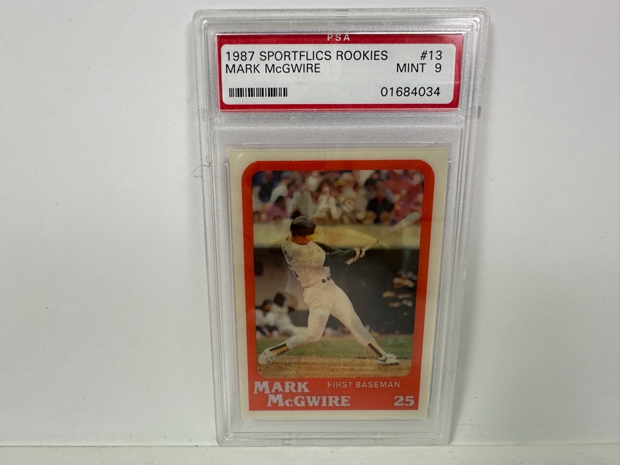 1987 Sporflics Rookies Mark McGwire #13 MINT 9 PSA Graded Baseball Card [Photo 1]