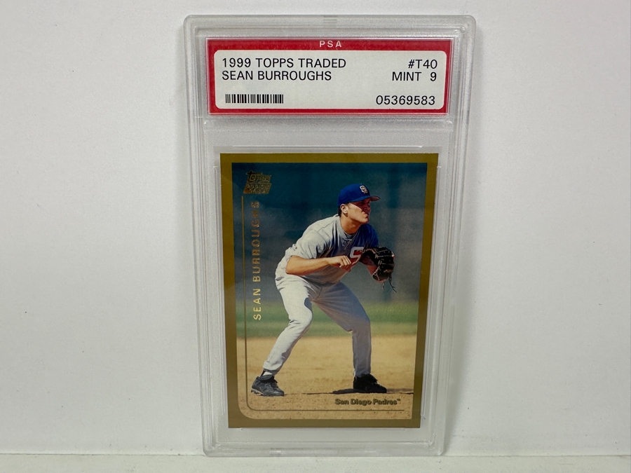 1999 Topps Traded Sean Burroughs #T40 MINT 9 PSA Graded Baseball Card [Photo 1]
