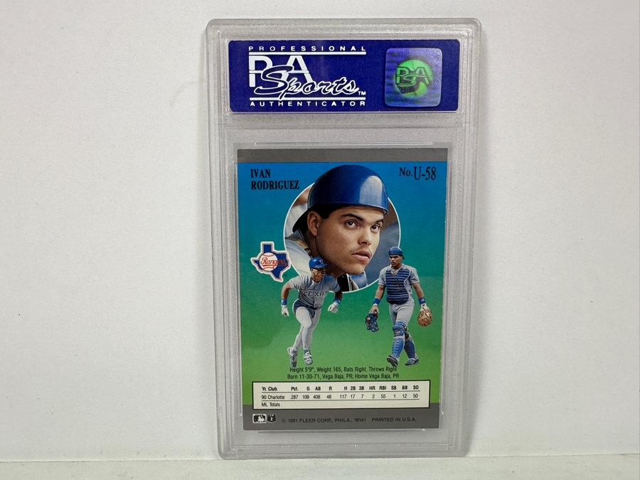 1991 Fleer Ultra Update Ivan Rodriguez #U-58 MINT 9 PSA Graded Baseball Card [Photo 4]