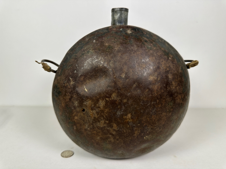 Antique Civil War Soldier Metal Canteen Drum 9.5W X 11H [Photo 2]