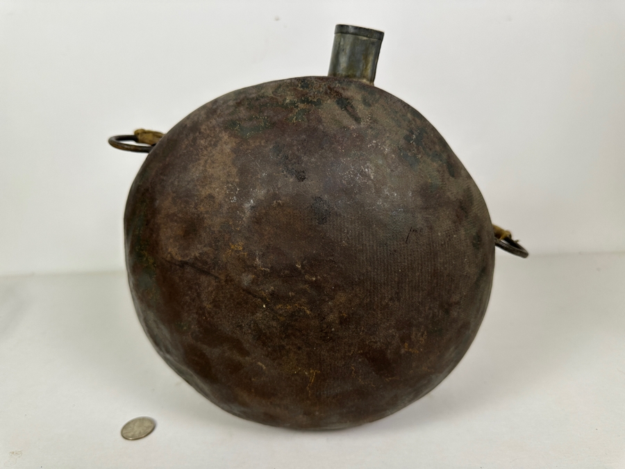 Antique Civil War Soldier Metal Canteen Drum 9.5W X 11H [Photo 8]