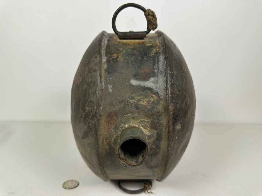 Antique Civil War Soldier Metal Canteen Drum 9.5W X 11H [Photo 4]