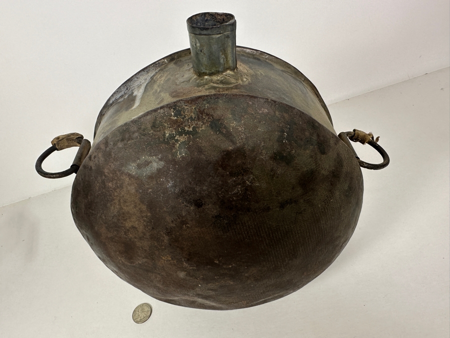 Antique Civil War Soldier Metal Canteen Drum 9.5W X 11H [Photo 9]