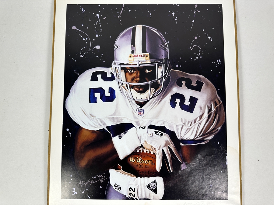 Angelo Marino Artist Signed Limited Edition (179/378) Emmitt Smith Dallas Cowboys Football Print 16 X 20 (Has Water Damage) [Photo 4]