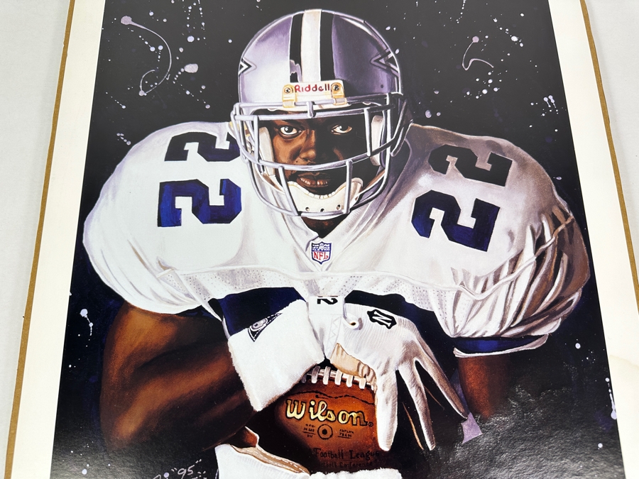 Angelo Marino Artist Signed Limited Edition (179/378) Emmitt Smith Dallas Cowboys Football Print 16 X 20 (Has Water Damage) [Photo 5]