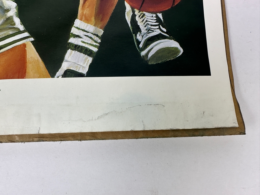 Angelo Marino Artist Signed Limited Edition (473/900) Larry Bird Basketball Print 17 X 23.5 (Has Water Damage) [Photo 3]