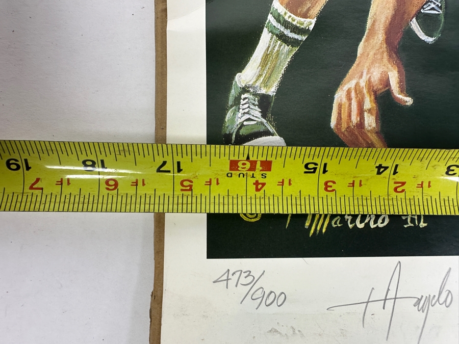 Angelo Marino Artist Signed Limited Edition (473/900) Larry Bird Basketball Print 17 X 23.5 (Has Water Damage) [Photo 7]