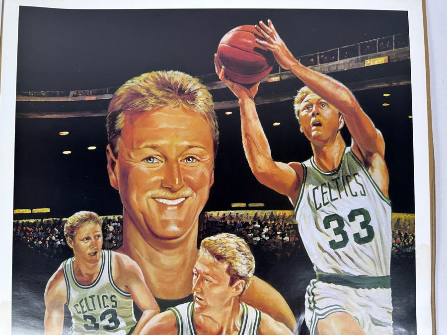 Angelo Marino Artist Signed Limited Edition (473/900) Larry Bird Basketball Print 17 X 23.5 (Has Water Damage) [Photo 4]