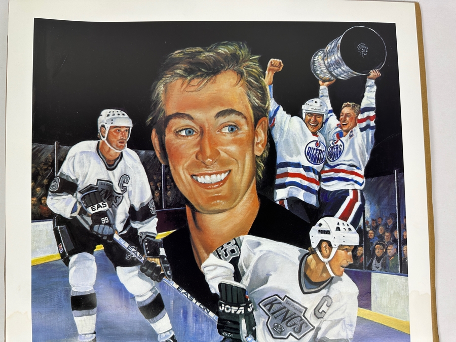 Angelo Marino Artist Signed Limited Edition (485/900) Wayne Gretzky Los Angeles Kings Hockey Print 18 X 24 (Has Water Damage) [Photo 2]