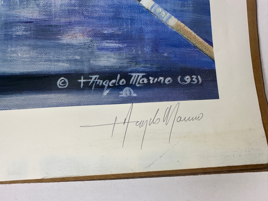 Angelo Marino Artist Signed Limited Edition (485/900) Wayne Gretzky Los Angeles Kings Hockey Print 18 X 24 (Has Water Damage) [Photo 4]