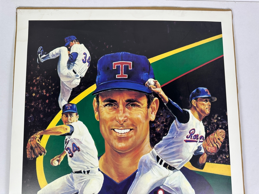 Angelo Marino Artist Signed Limited Edition (267/900) Nolan Ryan Texas Rangers Baseball Print 19 X 23.5 (Has Water Damage) [Photo 2]