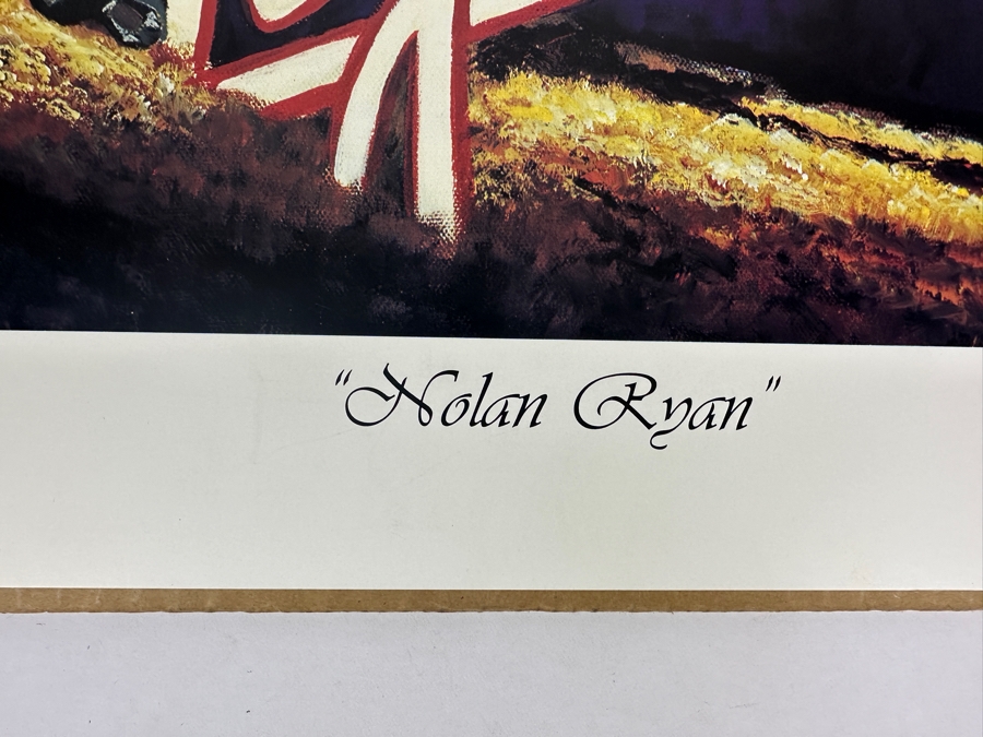 Angelo Marino Artist Signed Limited Edition (267/900) Nolan Ryan Texas Rangers Baseball Print 19 X 23.5 (Has Water Damage) [Photo 5]