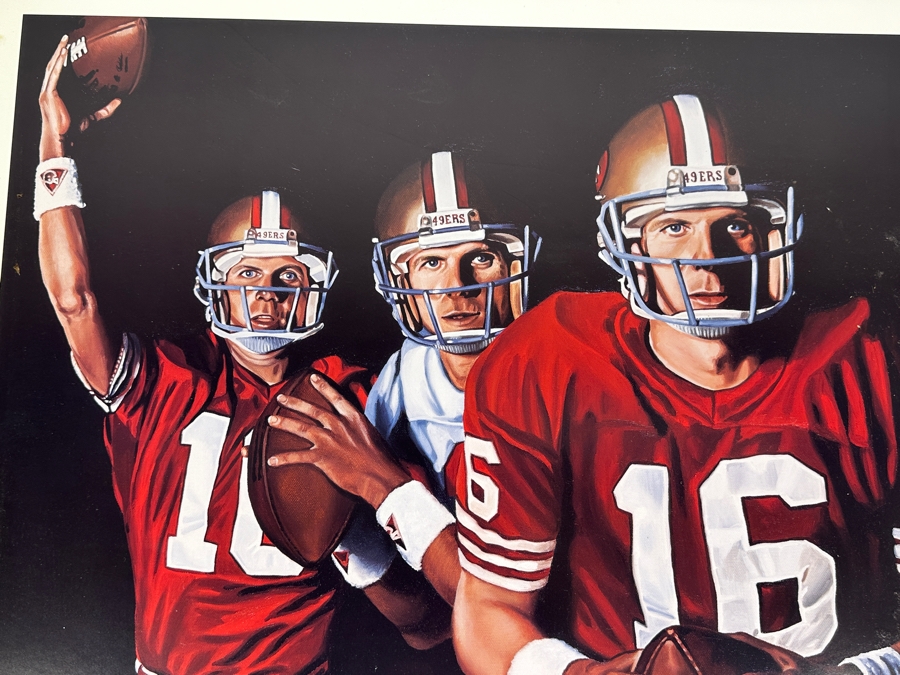 Angelo Marino Artist Signed Limited Edition (672/750) Joe Montana San Francisco 49ers Football Print 23.5 X 18 (Has Water Damage) [Photo 2]