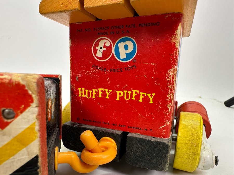 Vintage 1960s Fisher Price Toys Wooden Huffy Puffy Pull Train Set 26.5L [Photo 10]