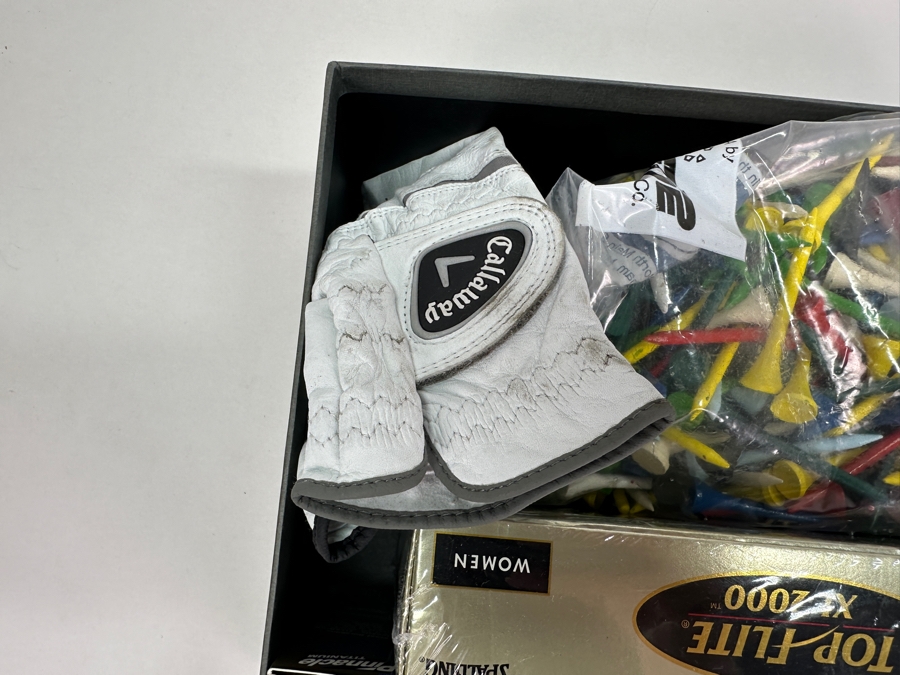 Various New Golf Balls, Wooden Golf Tees & Callaway Leather Golf Gloves Size ML [Photo 4]