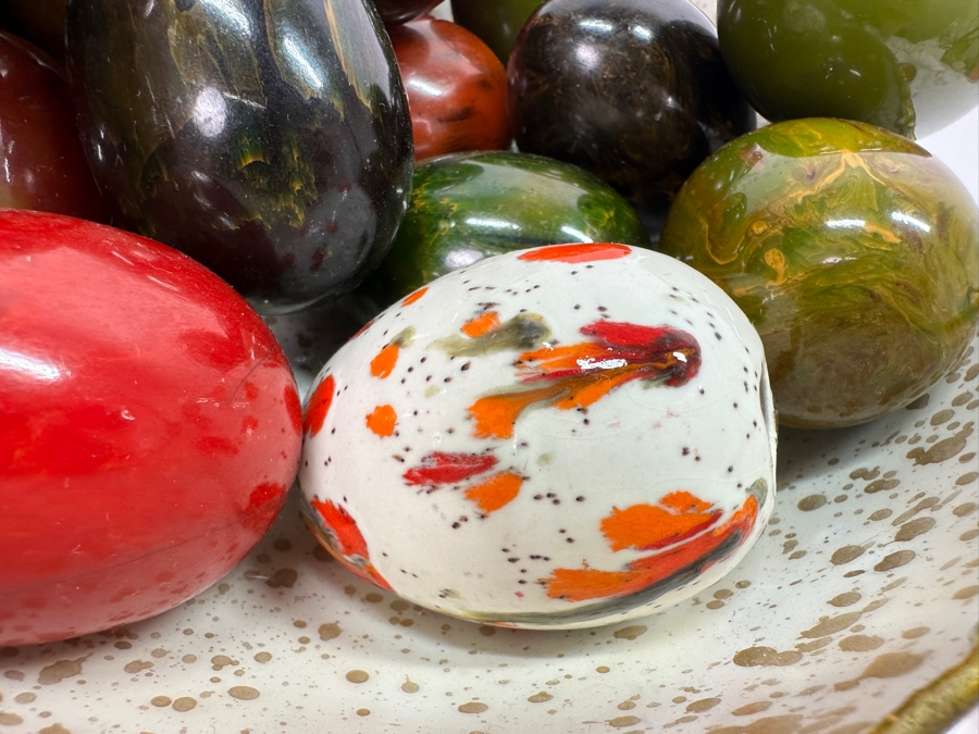 Bowl Of Various Mid-Century Ceramic Eggs And Stone Eggs [Photo 9]